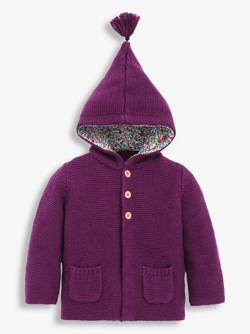 Jojo Maman Bebe JoJo Maman Bébé Plum Girls' Hooded Cardigan 3 Jojo Maman Bebe JoJo Maman Bébé Plum Girls' Hooded Cardigan