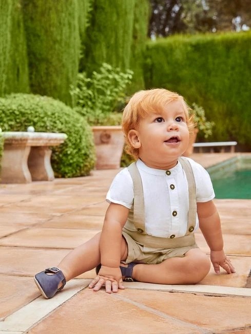 Jojo Maman Bebe JoJo Maman Bébé Stone 2-Piece Baby Grandad Shirt & Shorts Set 4 Jojo Maman Bebe JoJo Maman Bébé Stone 2-Piece Baby Grandad Shirt & Shorts Set - Image 2