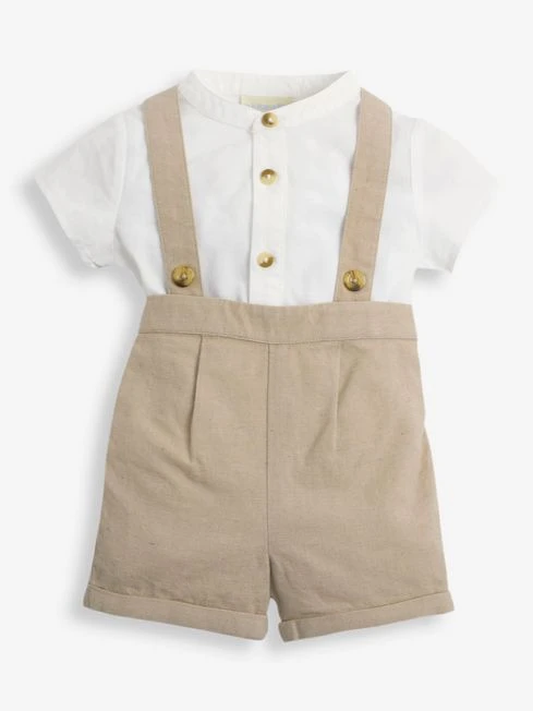 Jojo Maman Bebe JoJo Maman Bébé Stone 2-Piece Baby Grandad Shirt & Shorts Set 5 Jojo Maman Bebe JoJo Maman Bébé Stone 2-Piece Baby Grandad Shirt & Shorts Set - Image 3