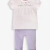 Jojo Maman Bebe JoJo Maman Bébé Pink 2-Piece Stripe Bunny Top & Ribbed Leggings Set