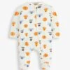 Jojo Maman Bebe JoJo Maman Bébé Cream Safari Friends Print Zip Sleepsuit -Jojo Maman Bebe 525369s