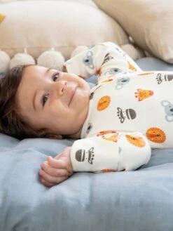 Jojo Maman Bebe JoJo Maman Bébé Cream Safari Friends Print Zip Sleepsuit -Jojo Maman Bebe 525369s4