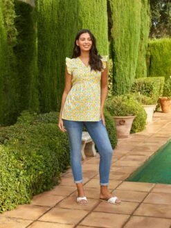 Jojo Maman Bebe JoJo Maman Bébé Yellow Lemon Print Frill Sleeve Maternity Blouse 12 Jojo Maman Bebe JoJo Maman Bébé Yellow Lemon Print Frill Sleeve Maternity Blouse -Jojo Maman Bebe 525541s5