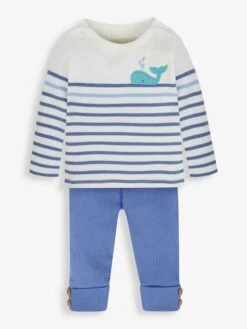 Jojo Maman Bebe JoJo Maman Bébé Indigo 2-Piece Stripe Whale Top & Ribbed Leggings Set -Jojo Maman Bebe 525564s2