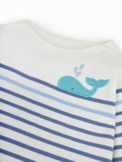 Jojo Maman Bebe JoJo Maman Bébé Indigo 2-Piece Stripe Whale Top & Ribbed Leggings Set -Jojo Maman Bebe 525564s5