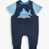 Jojo Maman Bebe JoJo Maman Bébé Navy 2-Piece Shark Appliqué Dungarees & Top Set -Jojo Maman Bebe 528575s