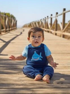 Jojo Maman Bebe JoJo Maman Bébé Navy 2-Piece Shark Appliqué Dungarees & Top Set -Jojo Maman Bebe 528575s5