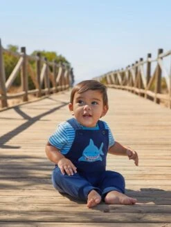 Jojo Maman Bebe JoJo Maman Bébé Navy 2-Piece Shark Appliqué Dungarees & Top Set -Jojo Maman Bebe 528575s6
