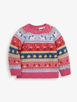 Jojo Maman Bebe JoJo Maman Bébé Multi Unicorn Fairisle Pattern Jumper