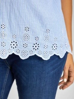 Jojo Maman Bebe JoJo Maman Bébé Blue Stripe Broderie Anglaise Maternity Blouse -Jojo Maman Bebe 536 879s4