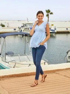 Jojo Maman Bebe JoJo Maman Bébé Blue Stripe Broderie Anglaise Maternity Blouse -Jojo Maman Bebe 536 879s5