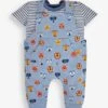 Jojo Maman Bebe JoJo Maman Bébé Blue 2-Piece Safari Heads Print Dungarees & Top Set -Jojo Maman Bebe 537169s