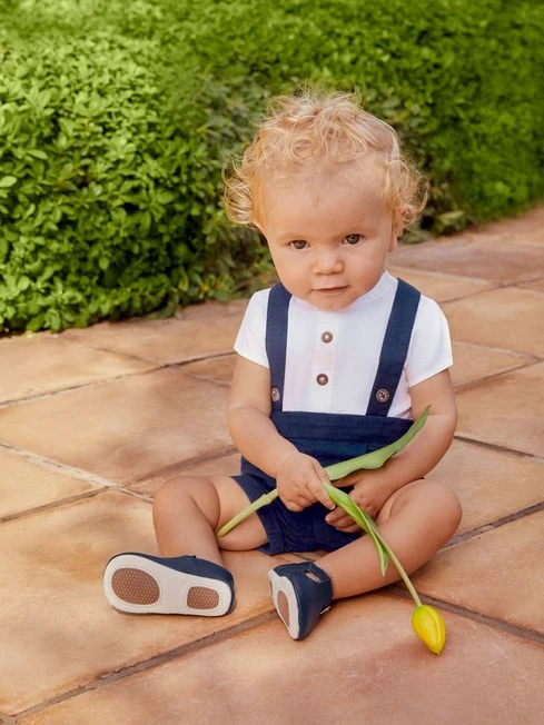 Jojo Maman Bebe Jojo Maman Bébé Blue 2-Piece Navy Baby Grandad Shirt & Shorts Set 4 Jojo Maman Bebe Jojo Maman Bébé Blue 2-Piece Navy Baby Grandad Shirt & Shorts Set - Image 2