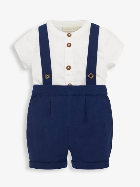 Jojo Maman Bebe Jojo Maman Bébé Blue 2-Piece Navy Baby Grandad Shirt & Shorts Set 6 Jojo Maman Bebe Jojo Maman Bébé Blue 2-Piece Navy Baby Grandad Shirt & Shorts Set - Image 4