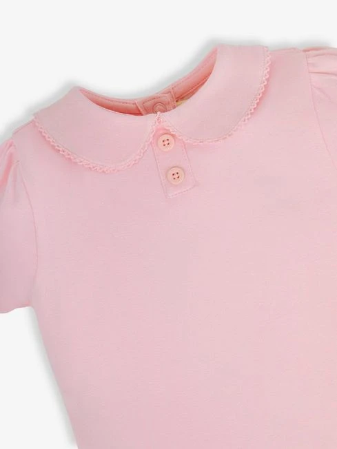 Jojo Maman Bebe JoJo Maman Bébé Pink Plain Peter Pan Collar T-Shirt 4 Jojo Maman Bebe JoJo Maman Bébé Pink Plain Peter Pan Collar T-Shirt - Image 2