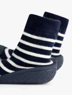 Jojo Maman Bebe JoJo Maman Bébé Navy Ecru Stripe Stripe Indoor Outdoor Slipper Socks -Jojo Maman Bebe 555050s4