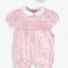 Jojo Maman Bebe JoJo Maman Bébé Pink 2-Piece Strawberry Floral Print Smocked Romper & Headband Set -Jojo Maman Bebe 561987s
