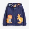 Jojo Maman Bebe JoJo Maman Bébé Navy Lion & Kangaroo Appliqué Reversible Hoodie -Jojo Maman Bebe 565729s
