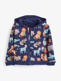 Jojo Maman Bebe JoJo Maman Bébé Navy Lion & Kangaroo Appliqué Reversible Hoodie -Jojo Maman Bebe 565729s2