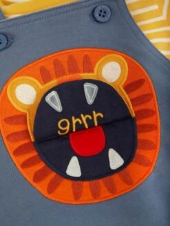 Jojo Maman Bebe JoJo Maman Bébé Indigo 2-Piece Lion Appliqué Short Dungarees & Top Set -Jojo Maman Bebe 571654s4