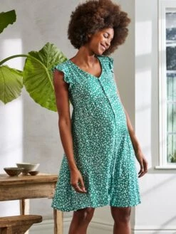 Jojo Maman Bebe JoJo Maman Bébé Green Ditsy Print Maternity Summer Dress -Jojo Maman Bebe 577862s6