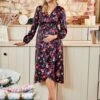 Jojo Maman Bebe JoJo Maman Bébé Black Floral Maternity & Nursing Wrap Dress -Jojo Maman Bebe 578844s