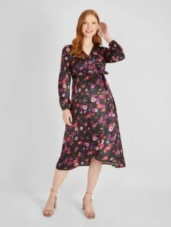 Jojo Maman Bebe JoJo Maman Bébé Black Floral Maternity & Nursing Wrap Dress -Jojo Maman Bebe 578844s2