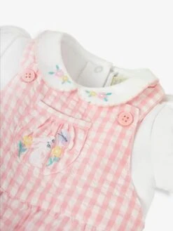 Jojo Maman Bebe JoJo Maman Bébé Pink 2-Piece Gingham Bunny Embroidered Dungarees & Peter Pan Body Set -Jojo Maman Bebe 581111s5
