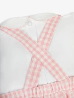 Jojo Maman Bebe JoJo Maman Bébé Pink 2-Piece Gingham Bunny Embroidered Dungarees & Peter Pan Body Set -Jojo Maman Bebe 581111s6