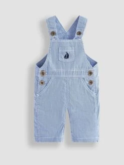 Jojo Maman Bebe JoJo Maman Bébé Blue Ticking Stripe Baby Dungarees