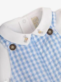 Jojo Maman Bebe JoJo Maman Bébé Blue 2-Piece Gingham Bunny Pocket Baby Short Dungarees Set -Jojo Maman Bebe 589646s5