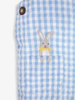 Jojo Maman Bebe JoJo Maman Bébé Blue 2-Piece Gingham Bunny Pocket Baby Short Dungarees Set -Jojo Maman Bebe 589646s7