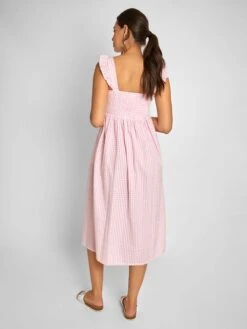 Jojo Maman Bebe JoJo Maman Bébé Pink Gingham Shirred Maternity Midi Dress -Jojo Maman Bebe 593082s3