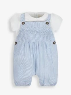 Jojo Maman Bebe JoJo Maman Bébé Blue 2-Piece Smocked Short Dungarees & Collar Body Set -Jojo Maman Bebe 595602s4