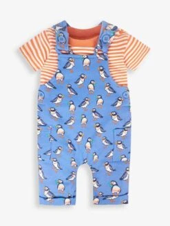 Jojo Maman Bebe JoJo Maman Bébé Cornflower 2-Piece Puffin Print Dungarees & Top Set -Jojo Maman Bebe 595680s3