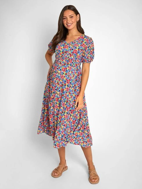Jojo Maman Bebe JoJo Maman Bébé Floral Print Tiered Maternity & Nursing Midi Dress 3 Jojo Maman Bebe JoJo Maman Bébé Floral Print Tiered Maternity & Nursing Midi Dress