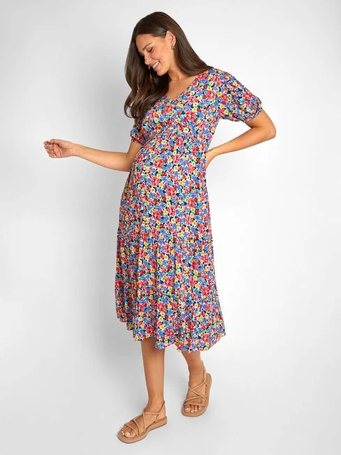 Jojo Maman Bebe JoJo Maman Bébé Floral Print Tiered Maternity & Nursing Midi Dress 7 Jojo Maman Bebe JoJo Maman Bébé Floral Print Tiered Maternity & Nursing Midi Dress - Image 5