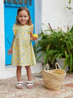 Jojo Maman Bebe JoJo Maman Bébé White Bright Lemon Print Summer Dress