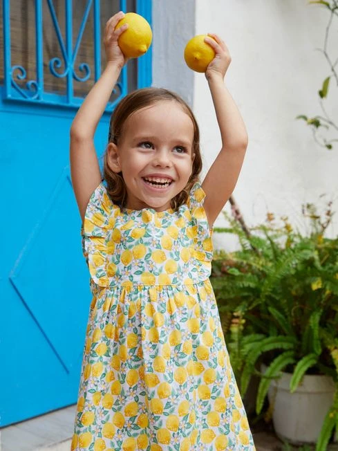 Jojo Maman Bebe JoJo Maman Bébé White Bright Lemon Print Summer Dress 5 Jojo Maman Bebe JoJo Maman Bébé White Bright Lemon Print Summer Dress - Image 3