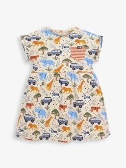 Jojo Maman Bebe JoJo Maman Bébé Natural Girls' Safari Print Dress With Pockets