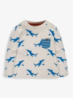 Jojo Maman Bebe JoJo Maman Bébé Natural Shark Print Pocket Top