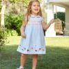 Jojo Maman Bebe JoJo Maman Bébé Blue Strawberry Embroidered Smocked Dress