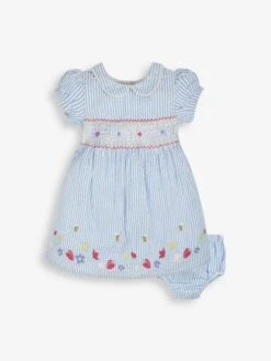 Jojo Maman Bebe JoJo Maman Bébé Blue Strawberry Embroidered Smocked Dress -Jojo Maman Bebe 629151s4