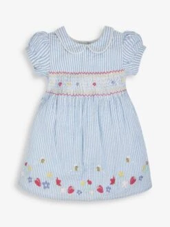 Jojo Maman Bebe JoJo Maman Bébé Blue Strawberry Embroidered Smocked Dress -Jojo Maman Bebe 629151s5