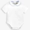 Jojo Maman Bebe JoJo Maman Bébé White Plain Short Sleeve Woven Collar Bodysuit -Jojo Maman Bebe 629630s