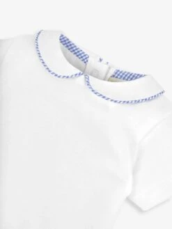Jojo Maman Bebe JoJo Maman Bébé White Plain Short Sleeve Woven Collar Bodysuit -Jojo Maman Bebe 629630s2
