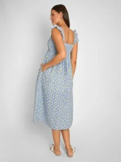 Jojo Maman Bebe JoJo Maman Bébé White Lemon Bloom Print Shirred Maternity Midi Dress -Jojo Maman Bebe 629795s4