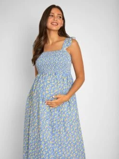 Jojo Maman Bebe JoJo Maman Bébé White Lemon Bloom Print Shirred Maternity Midi Dress -Jojo Maman Bebe 629795s7