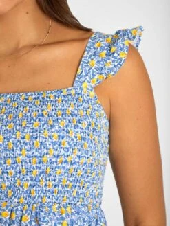 Jojo Maman Bebe JoJo Maman Bébé White Lemon Bloom Print Shirred Maternity Midi Dress -Jojo Maman Bebe 629795s8