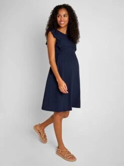 Jojo Maman Bebe JoJo Maman Bébé Navy Jersey Broderie Anglaise Maternity Dress